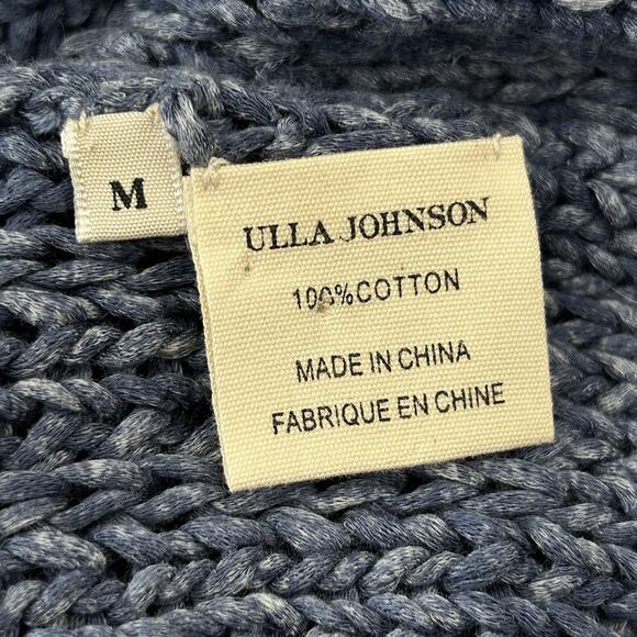 Ulla Johnson Blue Fringe Sweater Size M Arquette Boho Casual 100% Cotton - Picture 8 of 9